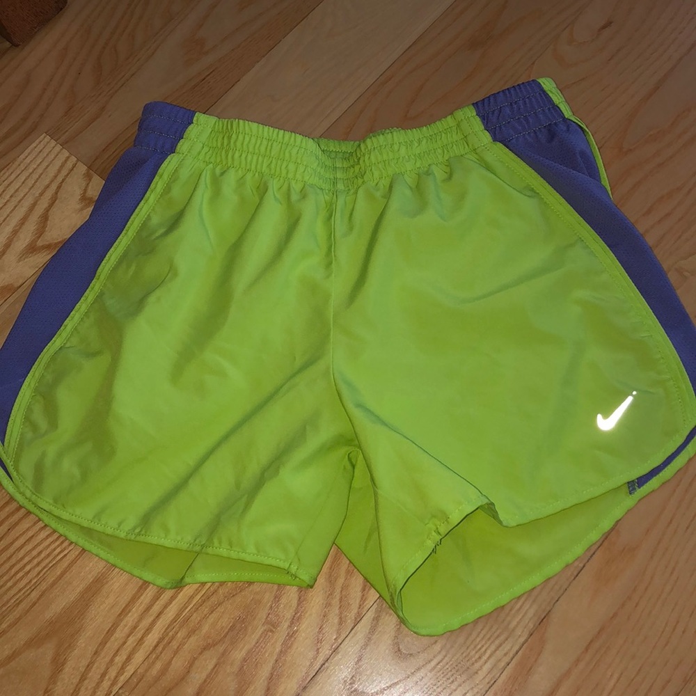 Nike Dri-Fit Green and Purple Running Shorts